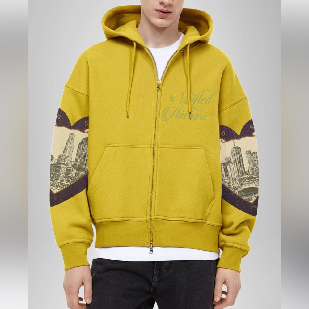 Lifted anchors hoodie Heart city print NWT golden yellow streetwear - Picture 2 of 2